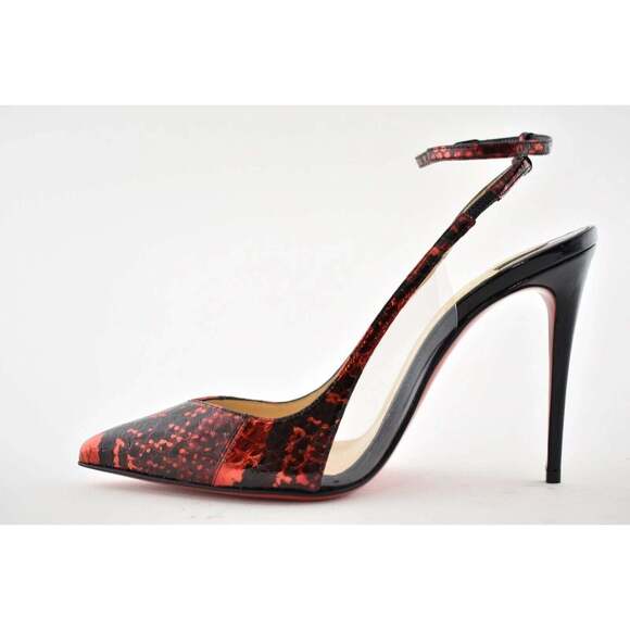 Christian Louboutin Optichoc 100 Black Red Patent PVC Ankle Strap Heel Pump 38 - Picture 8 of 12